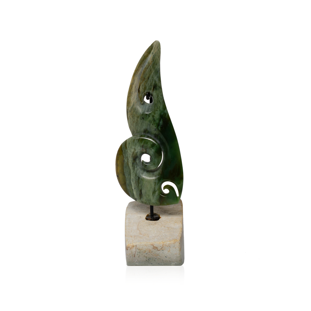 New Zealand Greenstone Triple Koru Sculpture