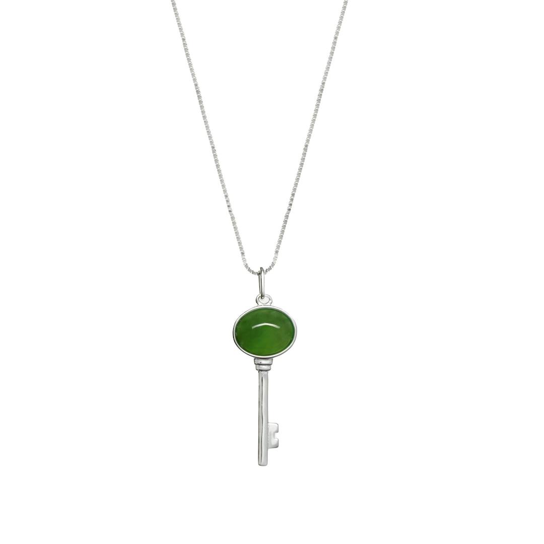 Canadian Jade and Stirling Silver Key Necklace