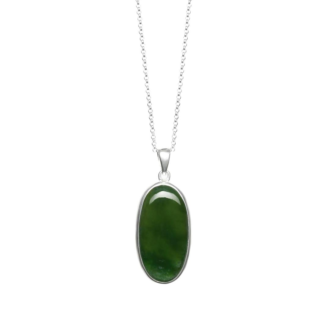 New Zealand Jade Stirling Silver Oval Pendant