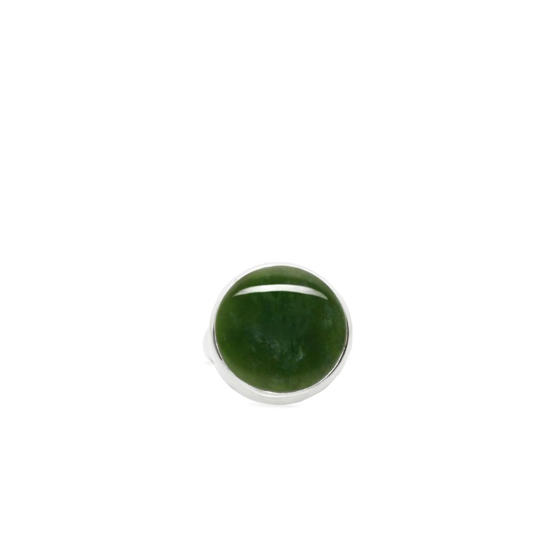New Zealand Jade Stirling Silver Ring - Size O