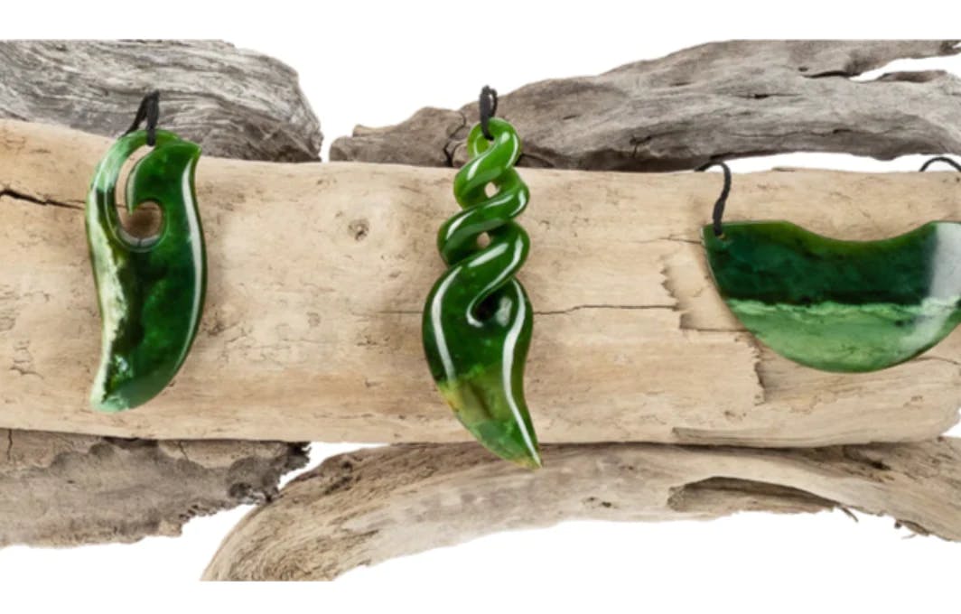 Jade jewellery on wood