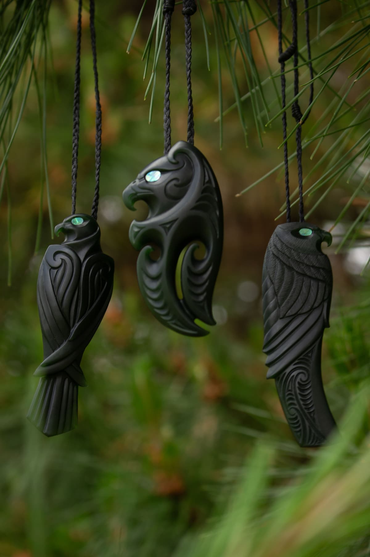New Zealand Pounamu Falcon Pendant by Akapita Scally