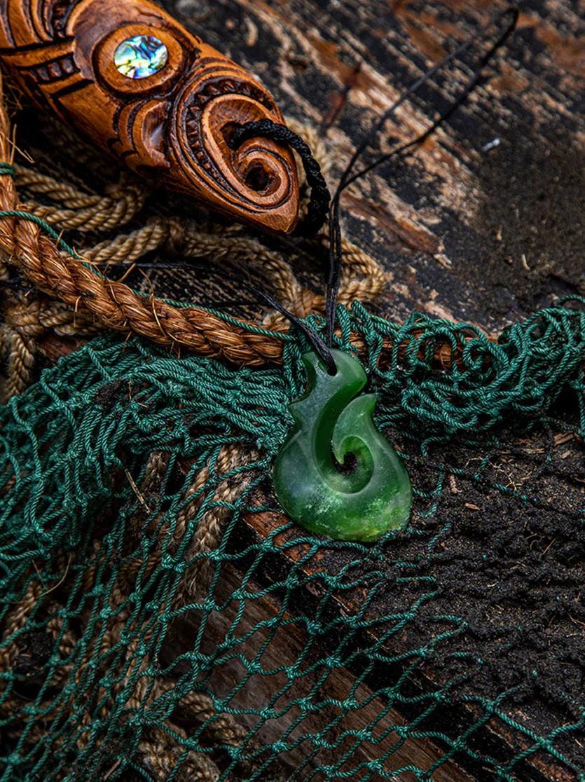 Hei matau necklace on fishing nets