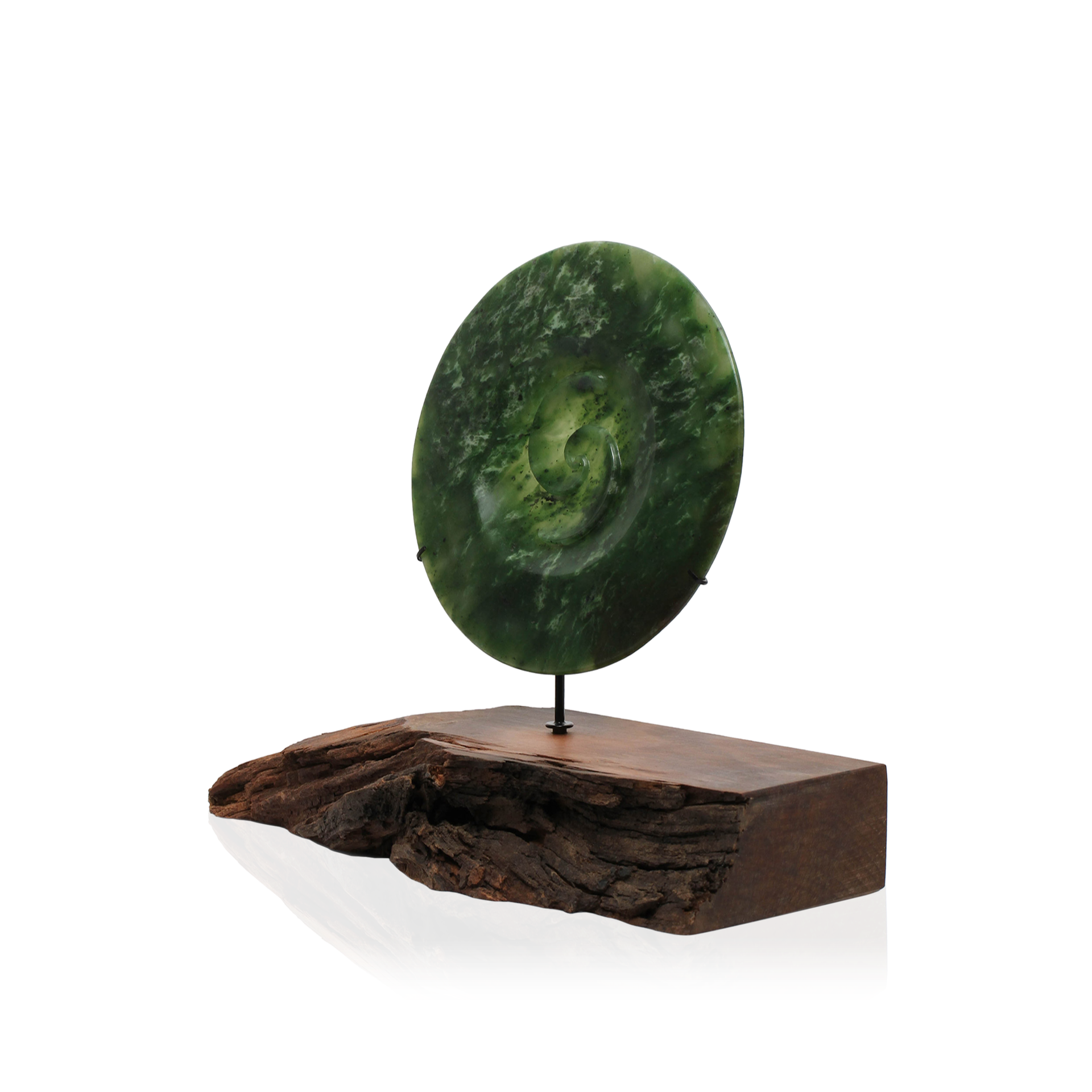 Jade Disc Sculpture with Double Koru (DL-MJH-SC2KO4280BC)