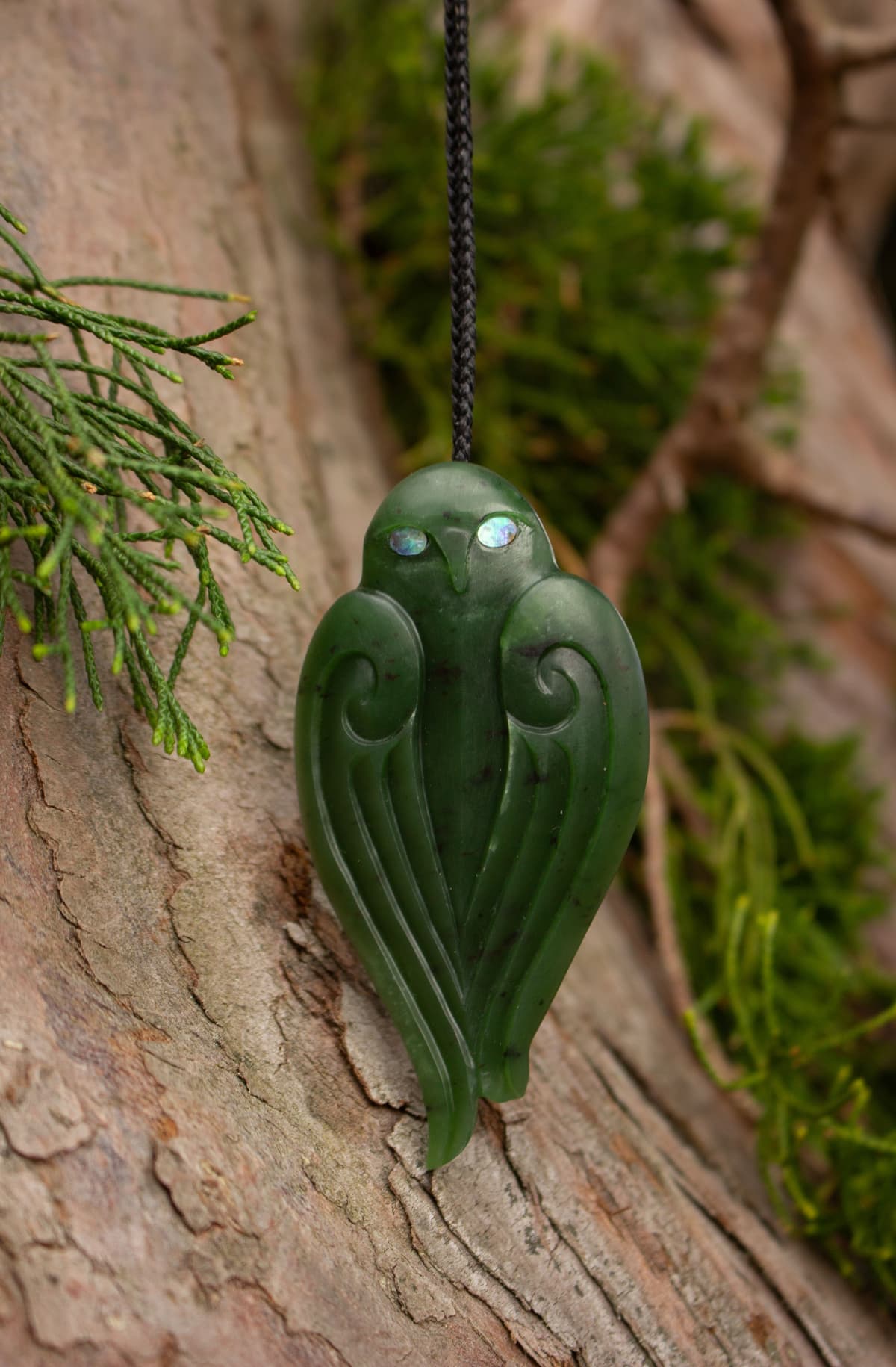 New Zealand Pounamu Ruru Pendant by Tiakiwai Mauri Walker