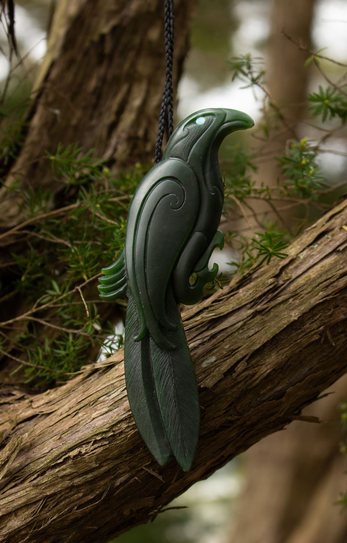 New Zealand Pounamu Kaekoea Pendant by Dylan Hati