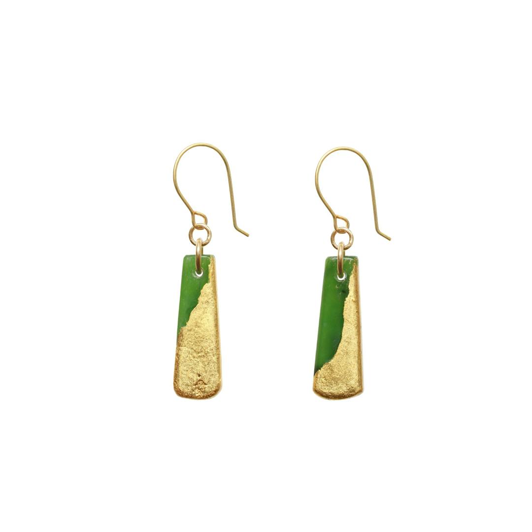 New Zealand Jade Gold Tipped Earrings