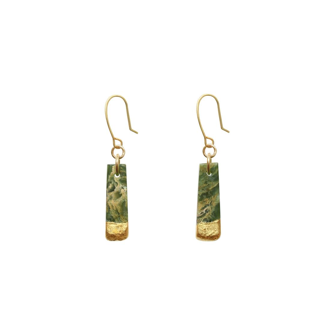 New Zealand Jade Gold Tipped Earrings
