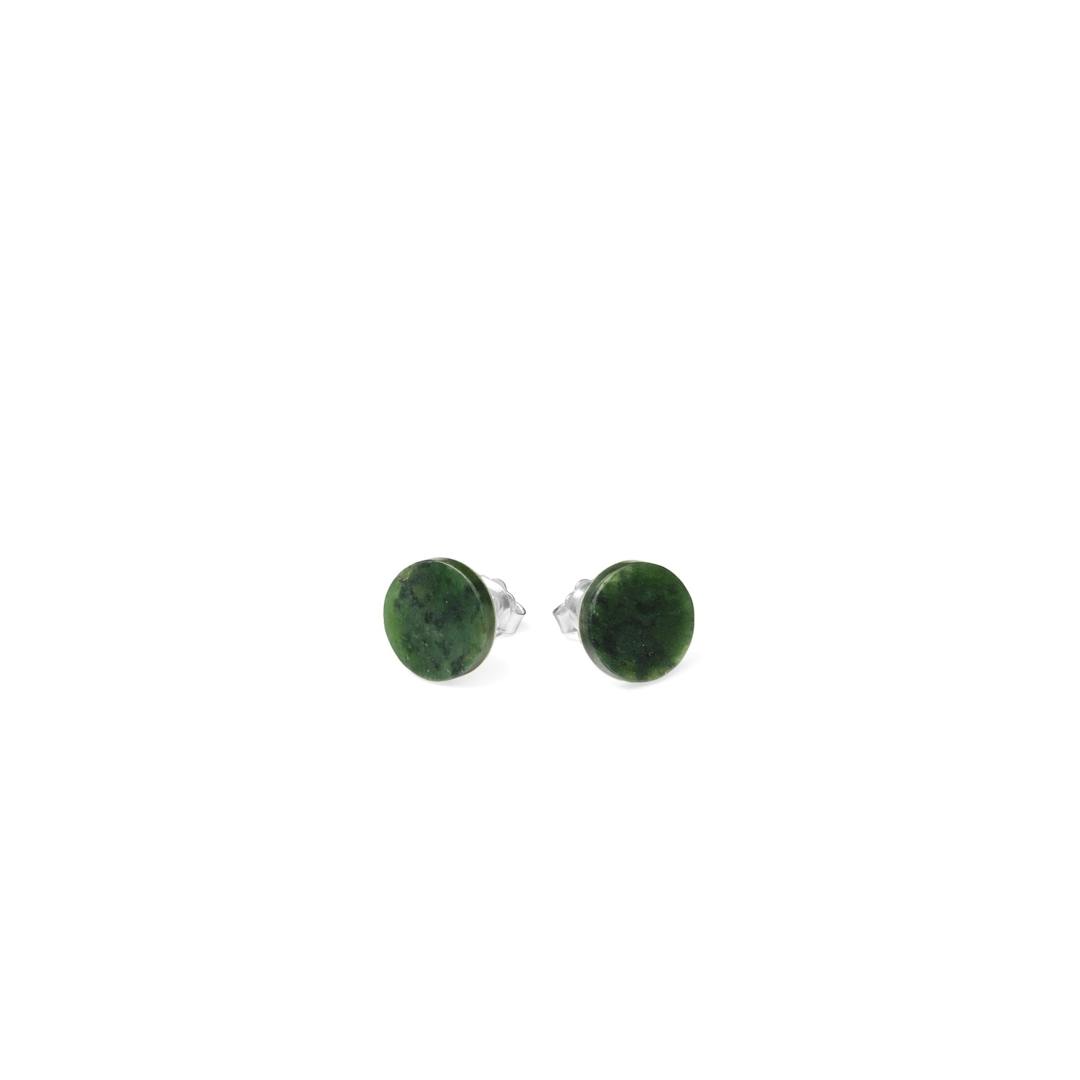 New Zealand Greenstone Disc Stud Earrings