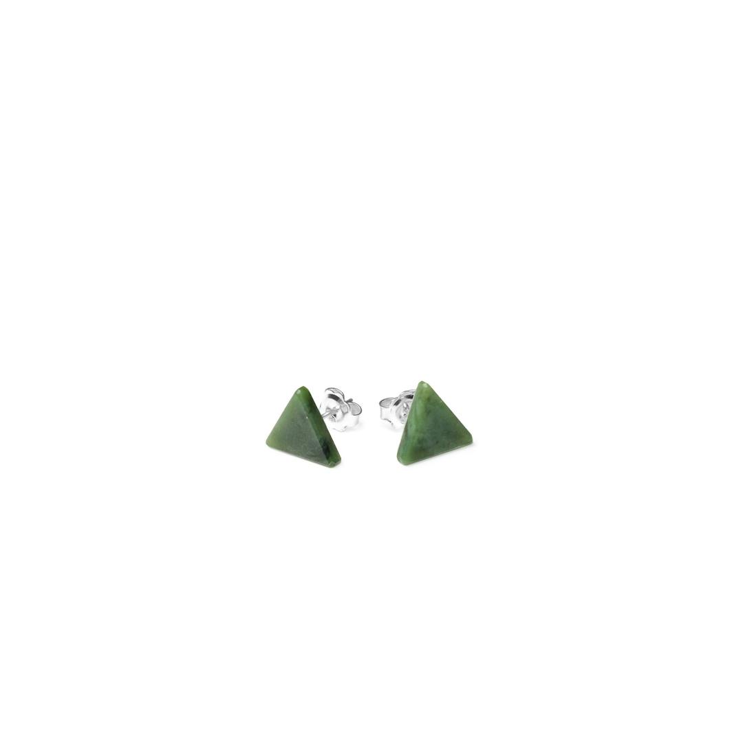 New Zealand Jade Triangle Stud Earrings