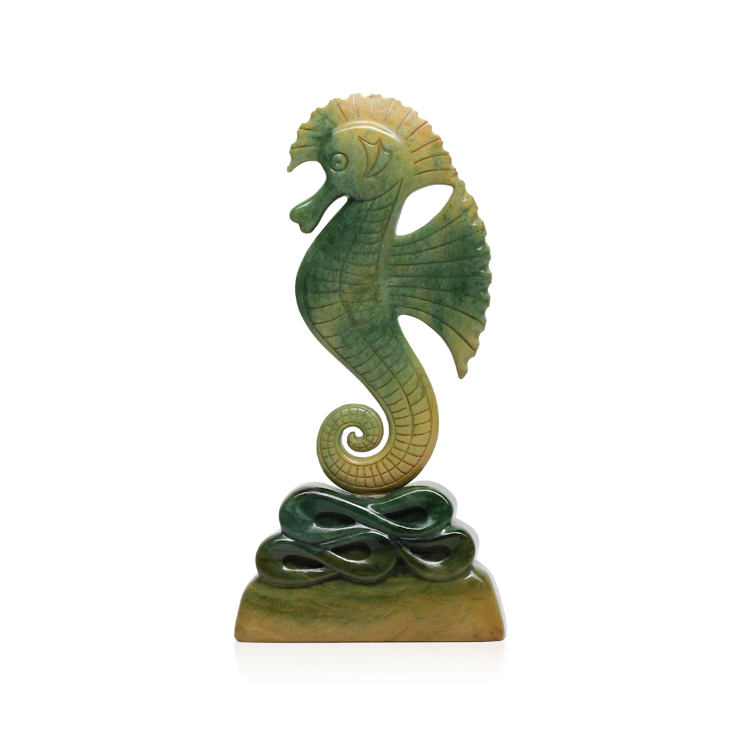 New Zealand Greenstone Seahorse Sculpture