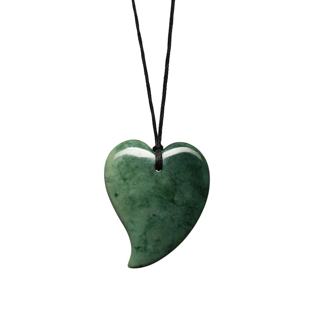 New Zealand Pounamu Contemporary Heart Necklace