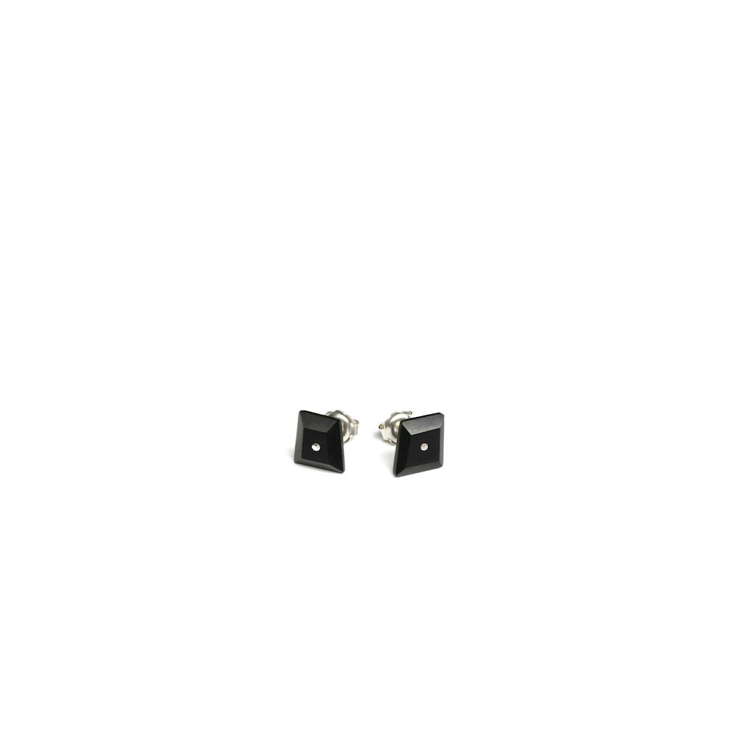 Australian Black Jade Small Geometric Earrings