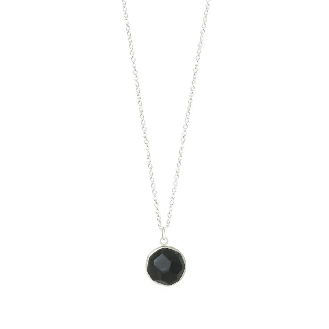 Australian Black Jade Large Faceted Necklace - Stirling Silver