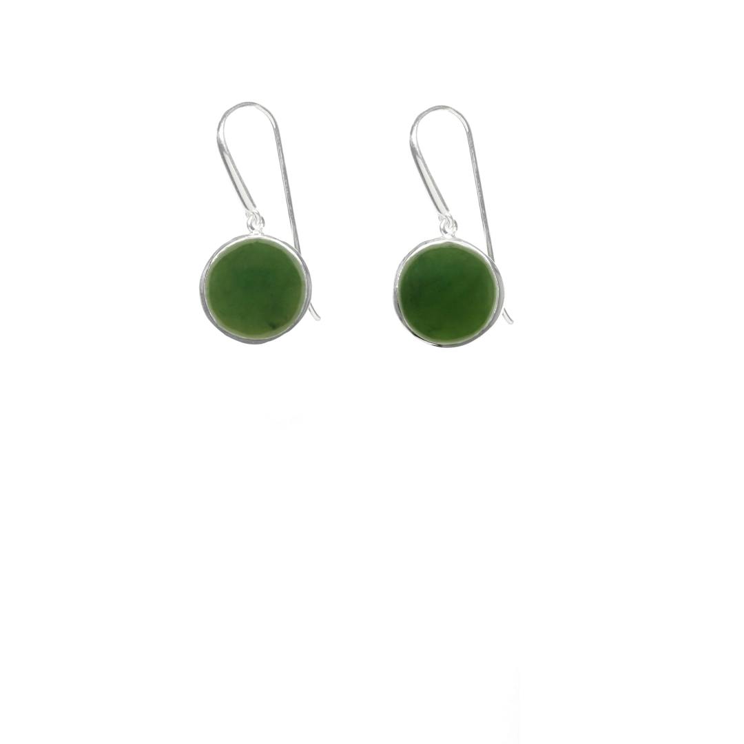 New Zealand Jade Stirling Silver Small Round Earrings