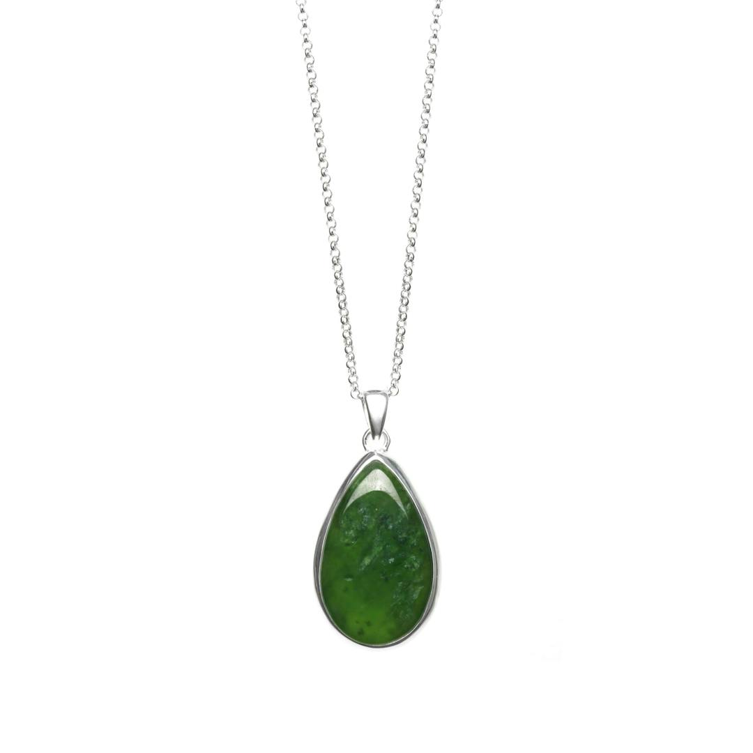 New Zealand Jade Stirling Silver Small Teardrop Necklace