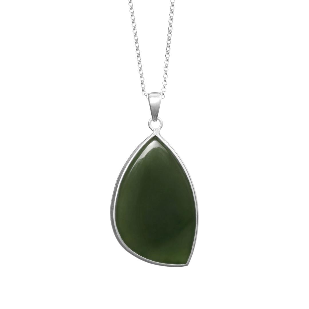 New Zealand Jade and Stirling Silver Drop Pendant