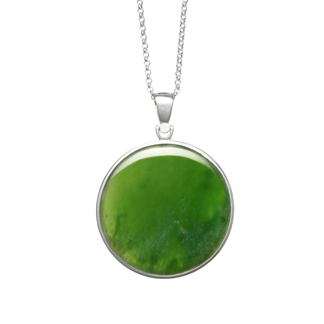 New Zealand Flower Jade Stirling Silver Circle Necklace