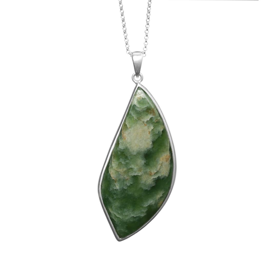 New Zealand Greenstone and Stirlling Silver Necklace