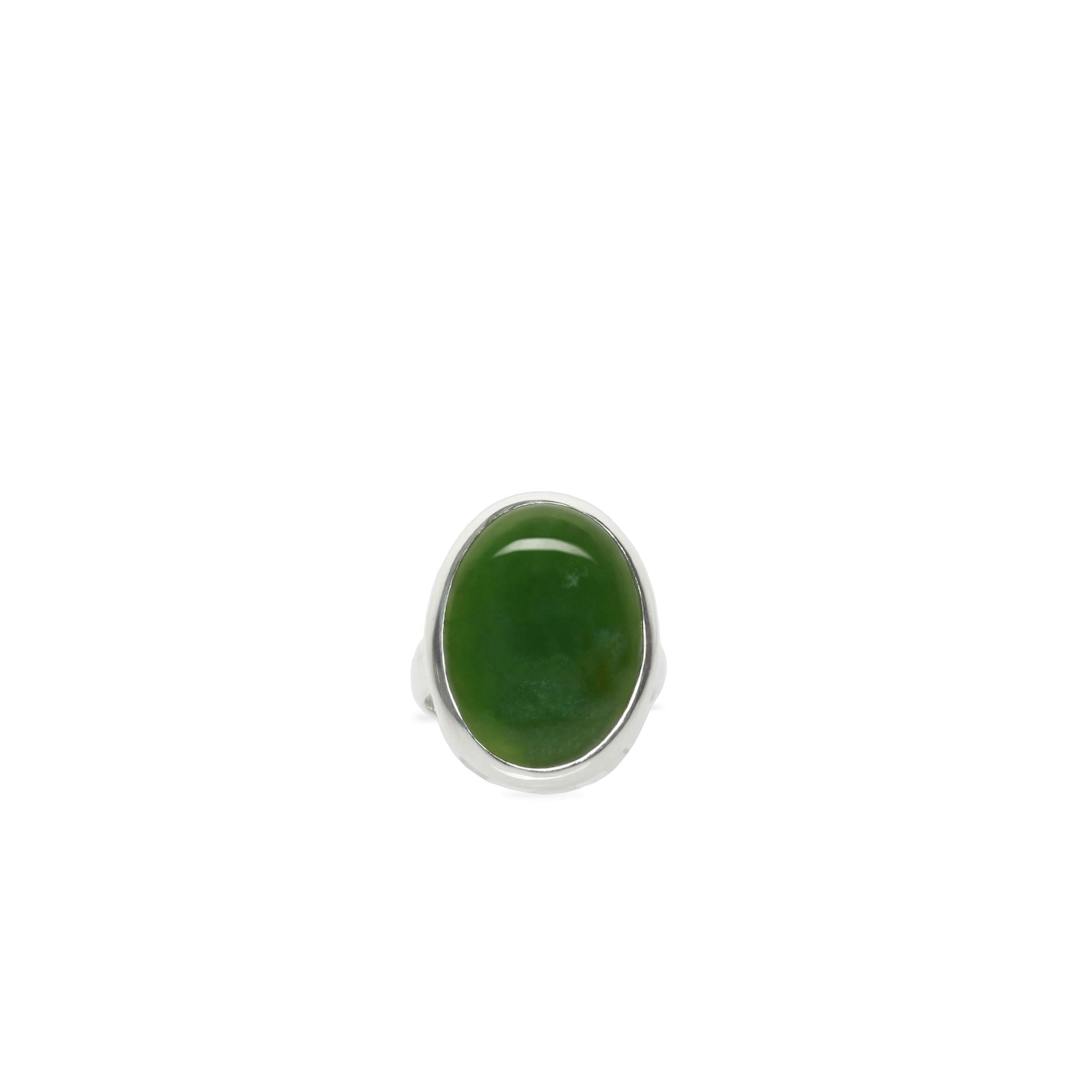 New Zealand Jade Stirling Silver Ring - Size N