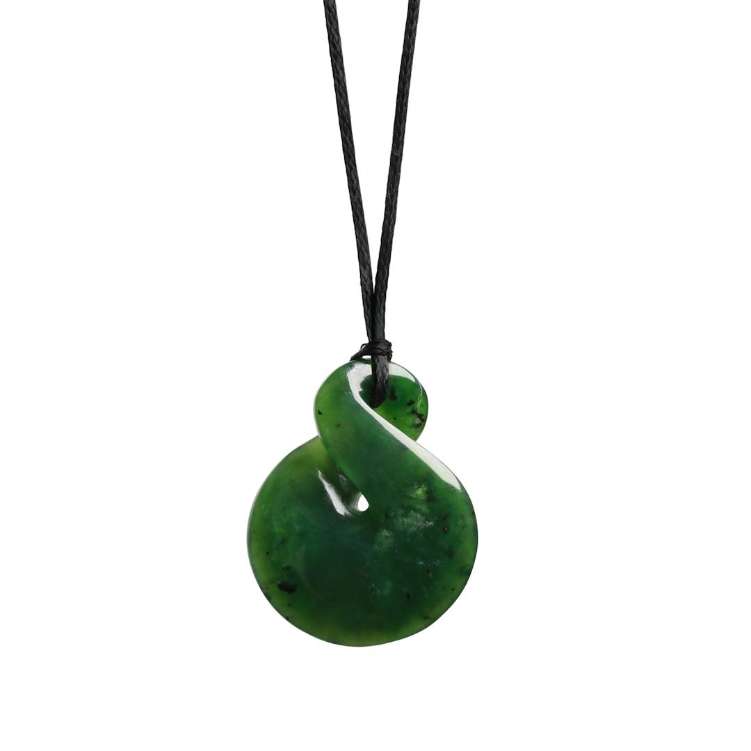 New Zealand Greenstone Single Infinity Twist Necklace