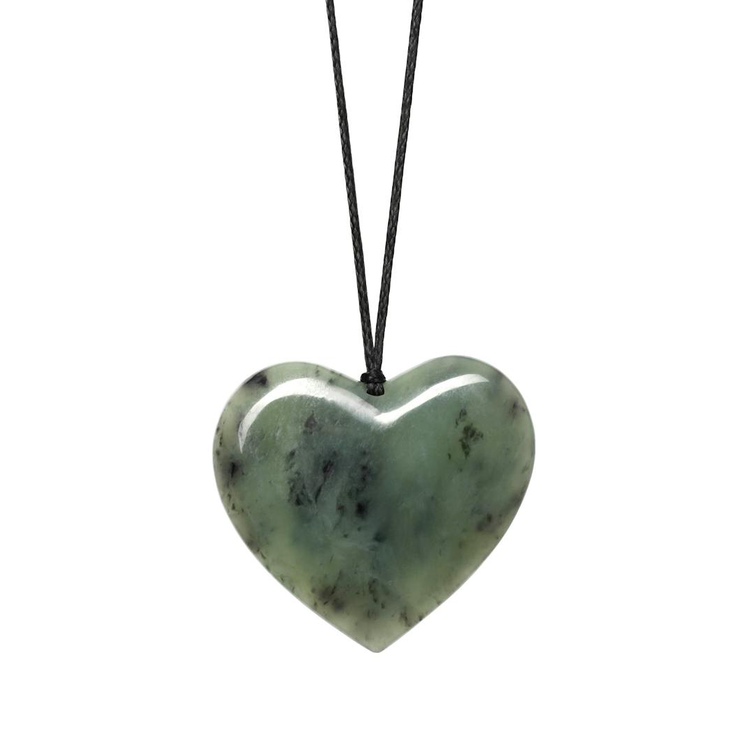 New Zealand Greenstone Solid Heart Necklace