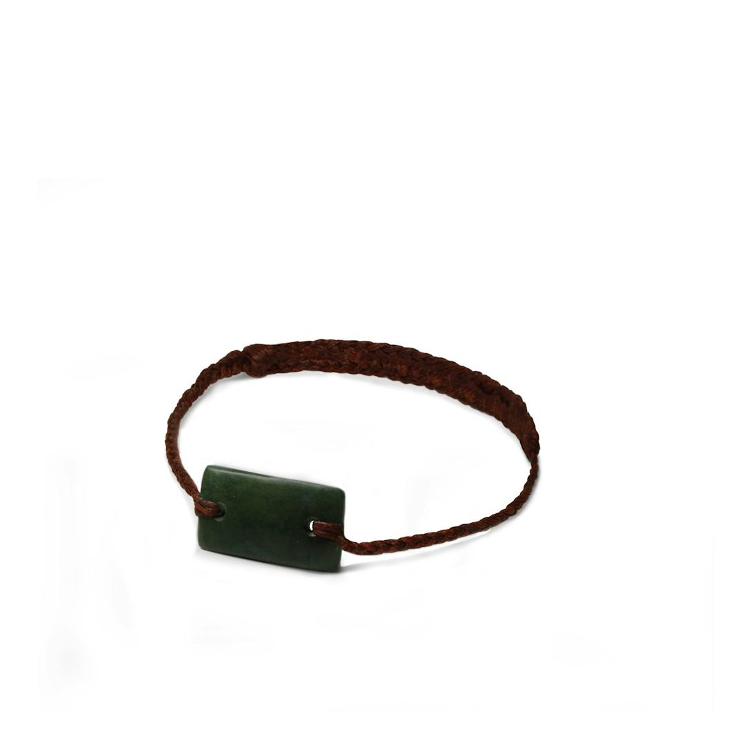 New Zealand Pounamu Brown Plaited Bracelet