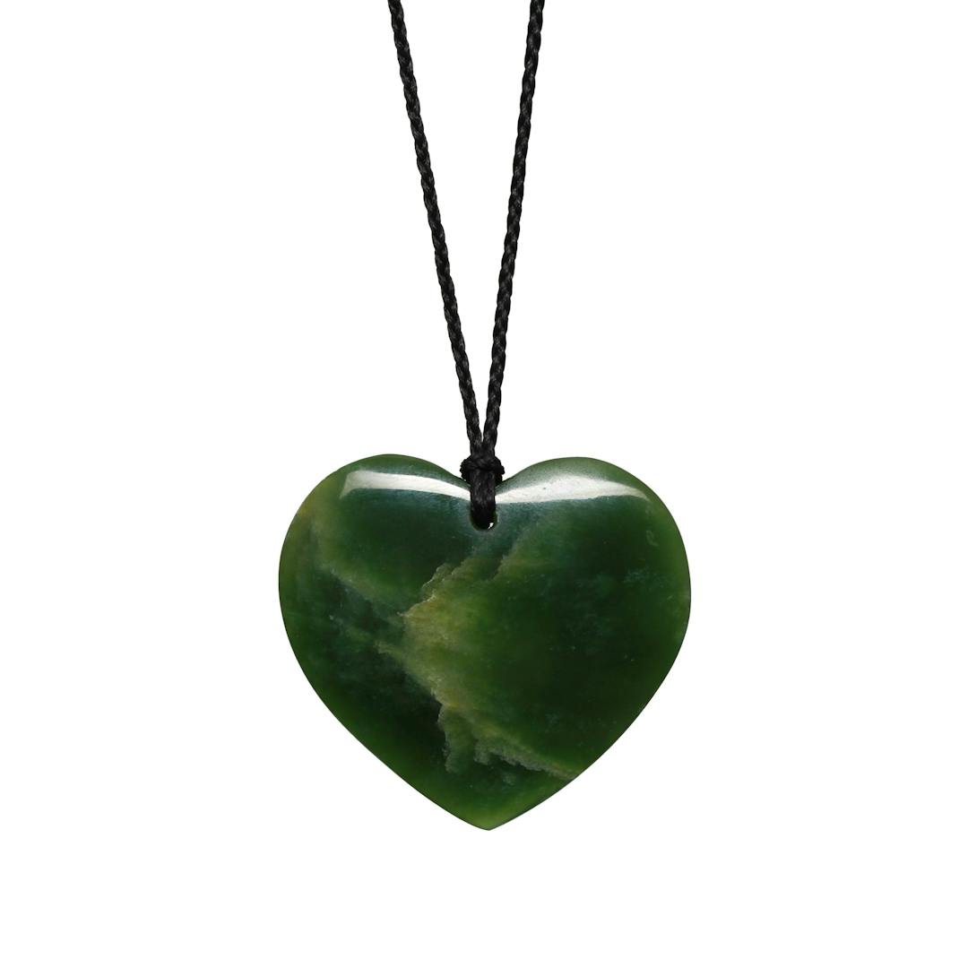 New Zealand Flower Jade Heart Pendant