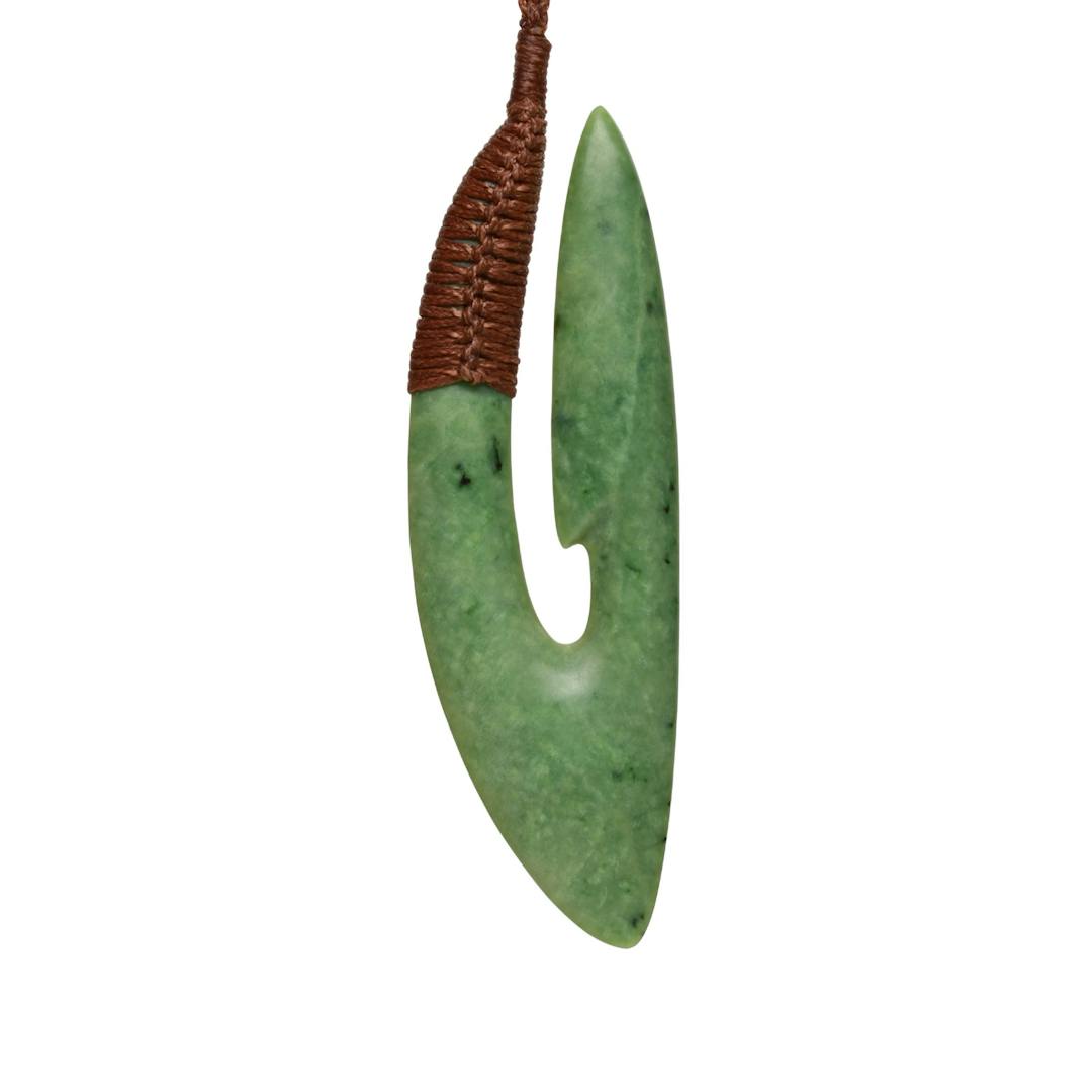 New Zealand Pounamu Slender Hook Pendant