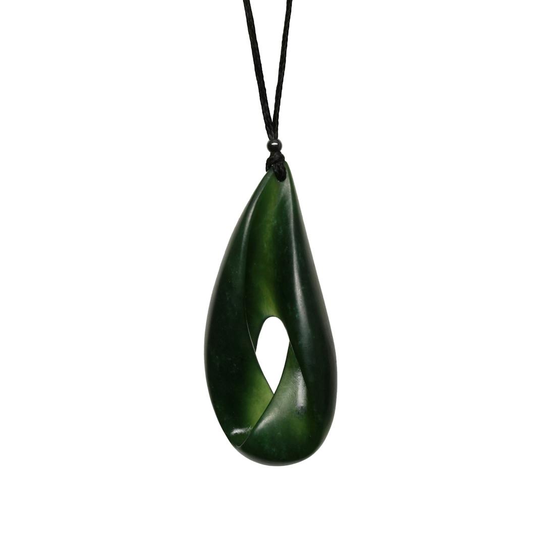 New Zealand Jade Mobius Drop Necklace
