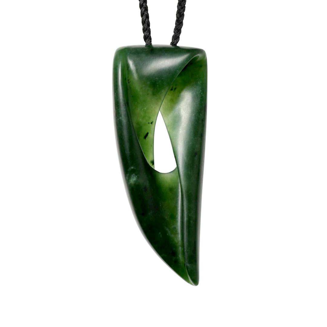 New Zealand Greenstone Mobius Tusk Necklace