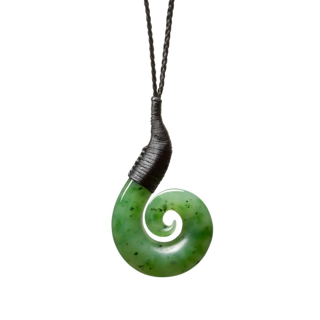 Chinese Jade Lashed Koru Spiral