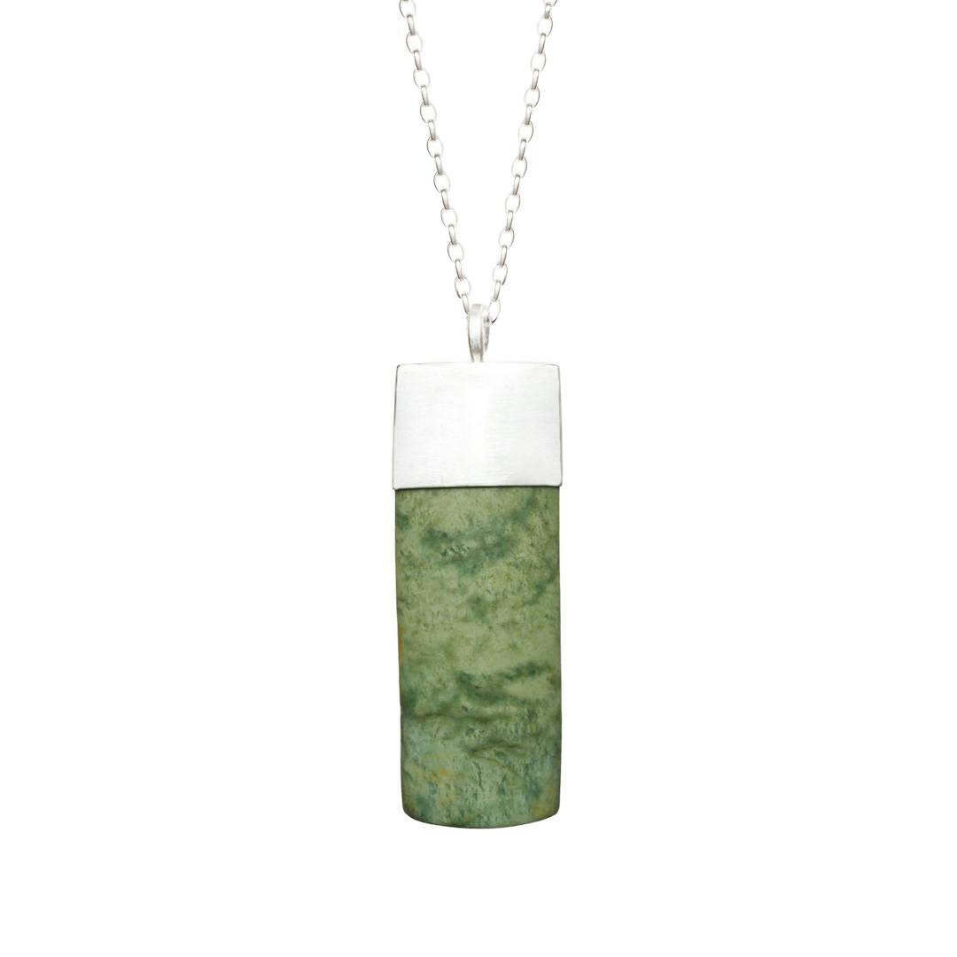 New Zealand Jade Silver Capped Toki Necklace