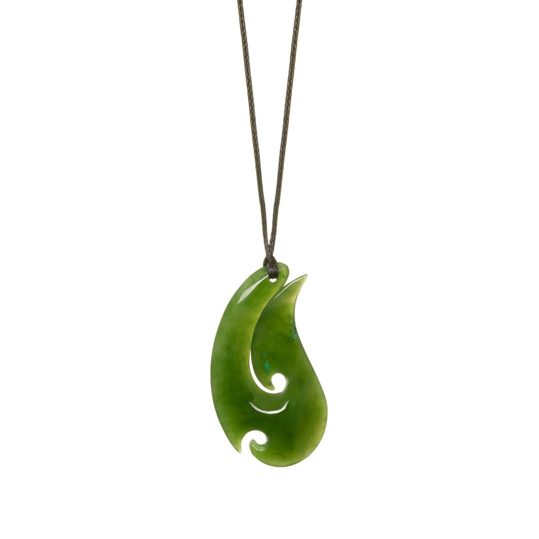 Canadian Jade Slender Koru Hook Necklace
