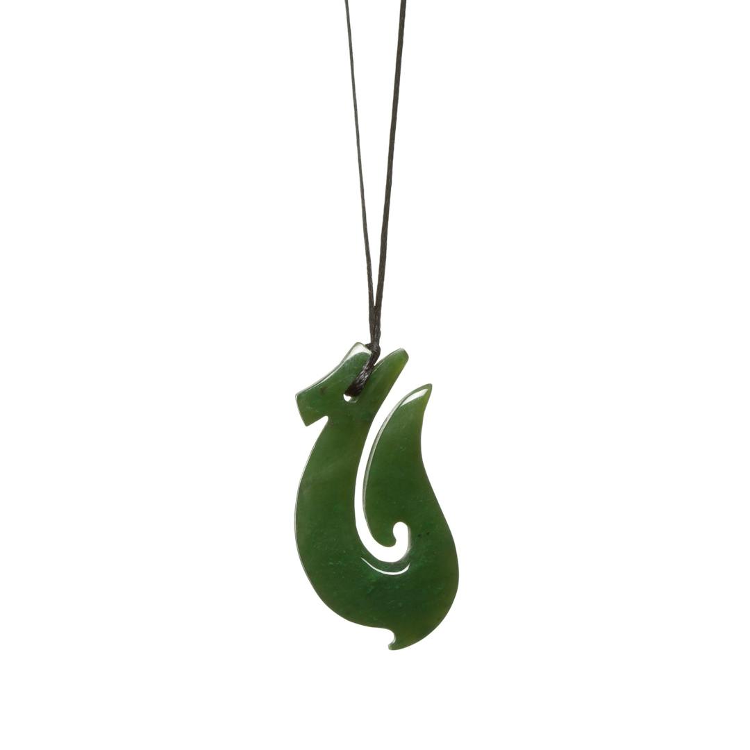 Canadian Jade Slender Fish Hook Necklace