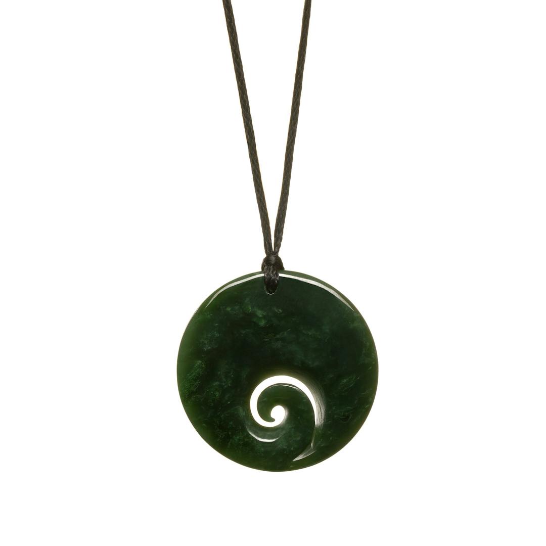 Canadian Jade Closed Koru Disc Necklace