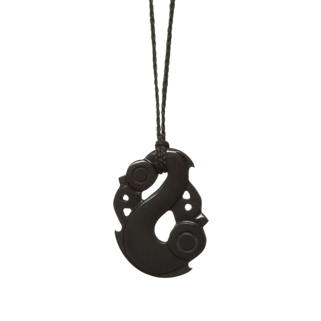 Australian Black Jade Medium Manaia Necklace