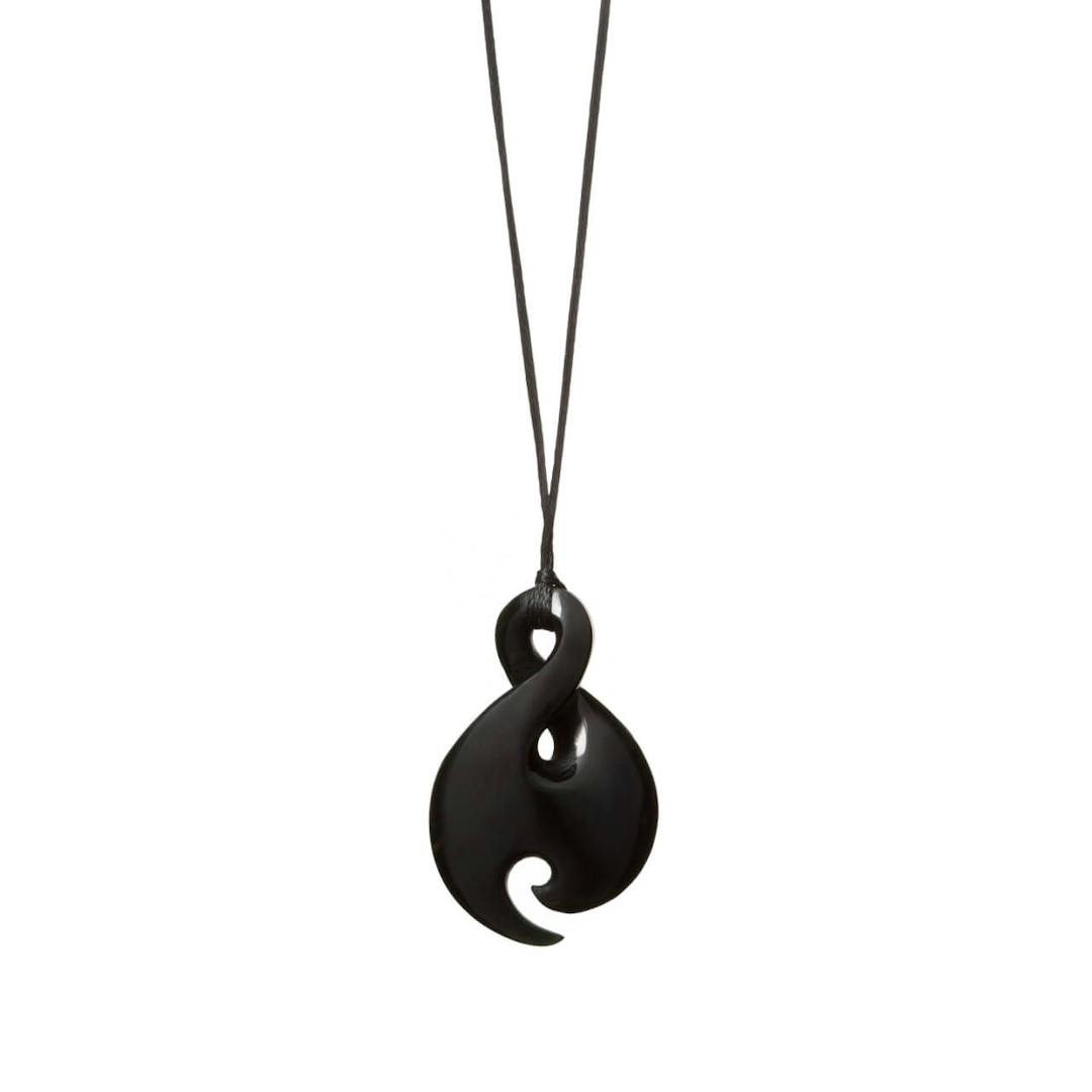 Australian Black Jade Small Koru Twist Necklace