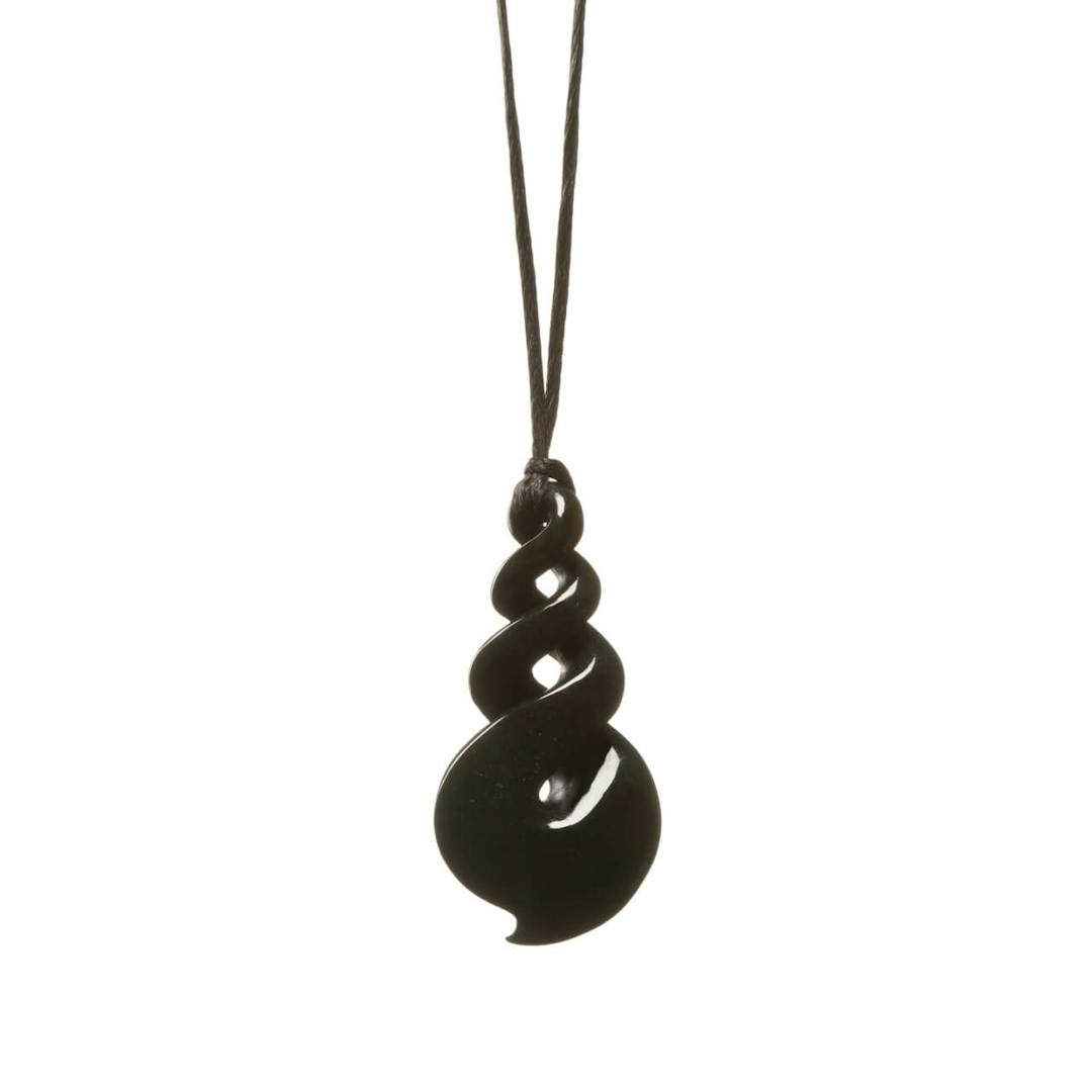 Australian Black Jade Large Pointed Twist Necklace