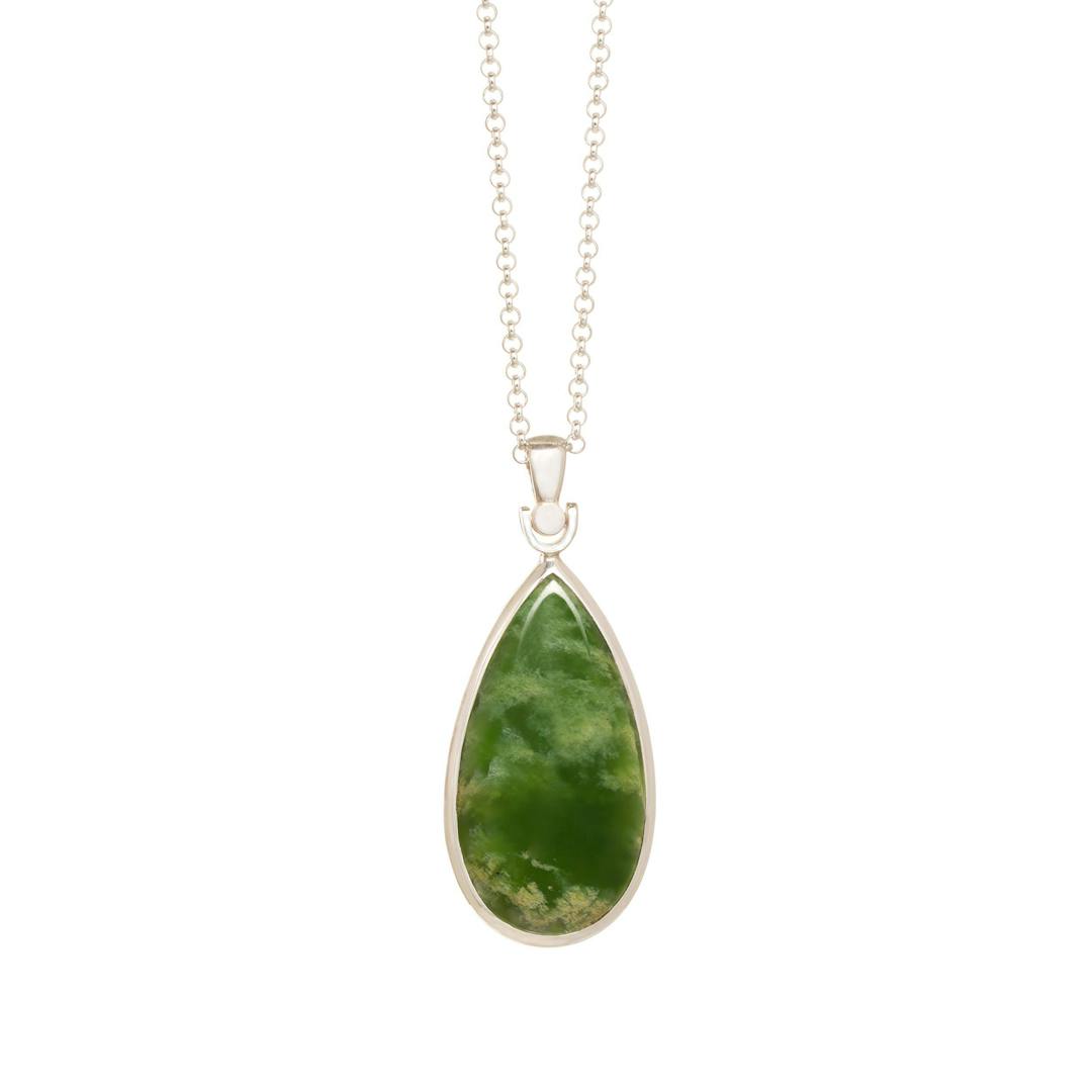New Zealand Greenstone Small Silver Necklace