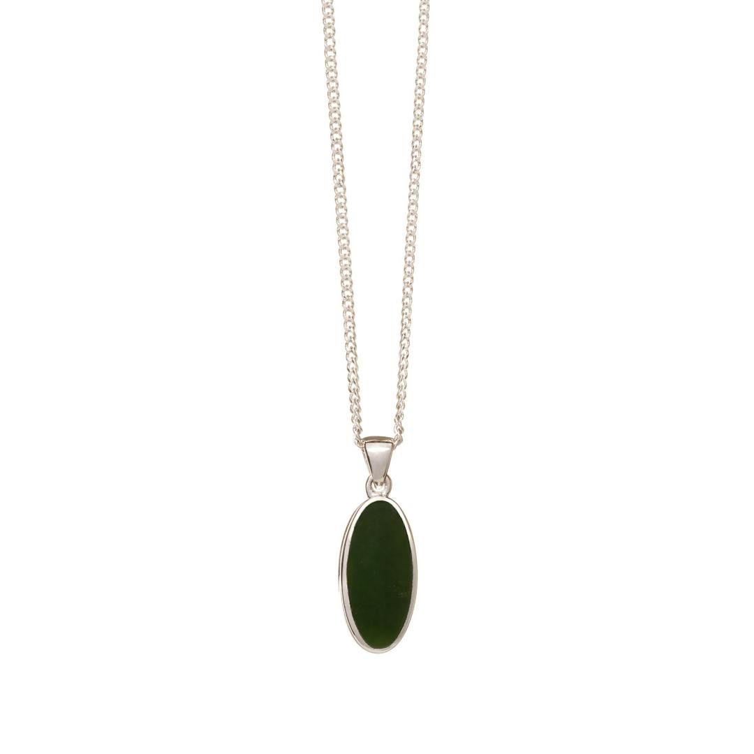 Canadian Jade Small Silver Oval Necklace