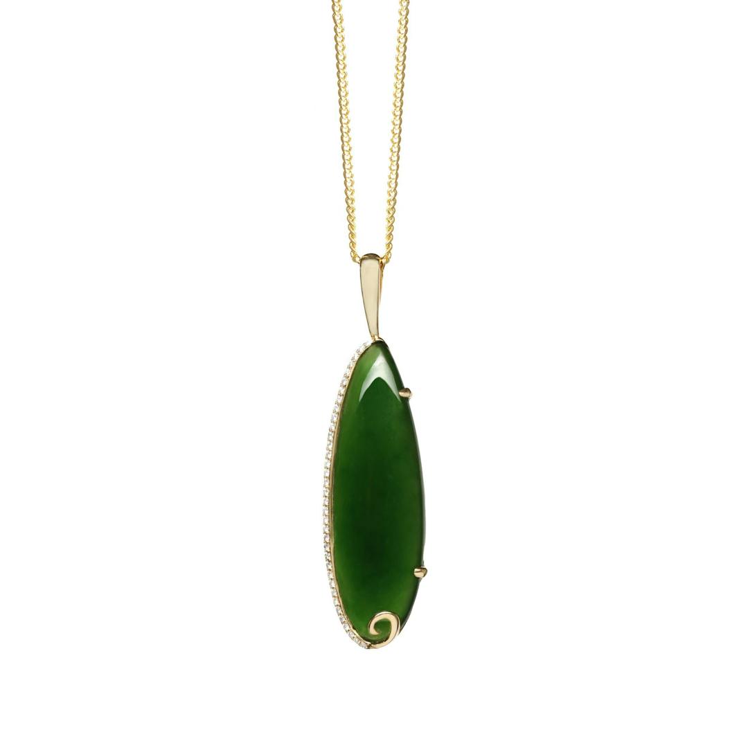 New Zealand Jade Pendant with Gold and Diamond