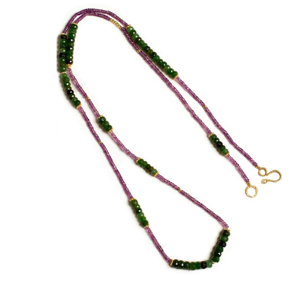 Canadian Jade and Amethyst Gemstone Gold Plated Necklace