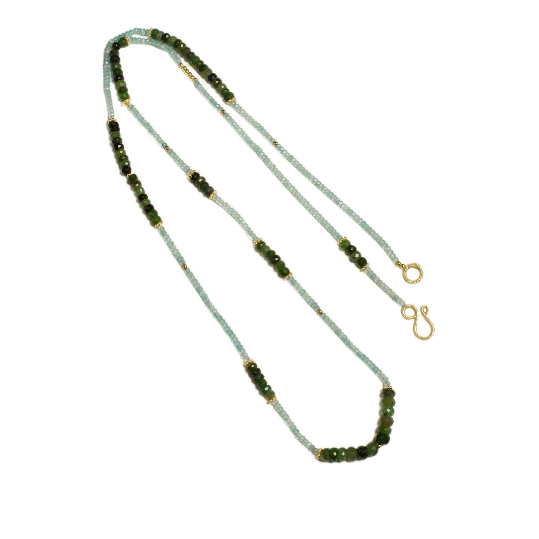 Canadian Jade and Apatite Gemstone Gold Plated Necklace