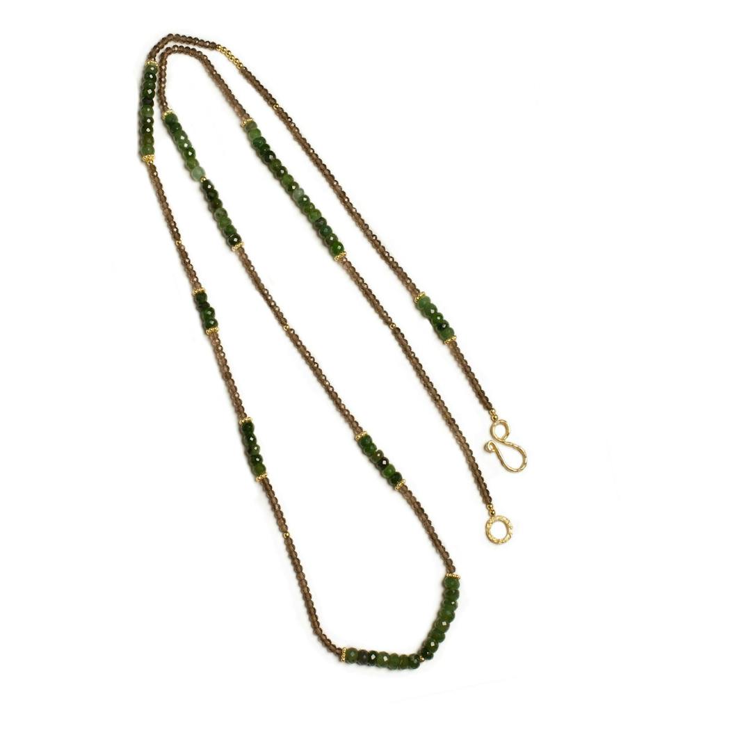 Canadian Jade and Quartz Gemstone Gold Plated Necklace