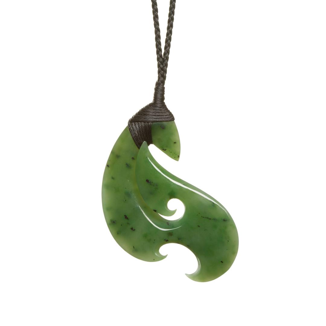 Chinese Jade Koru Hook Necklace