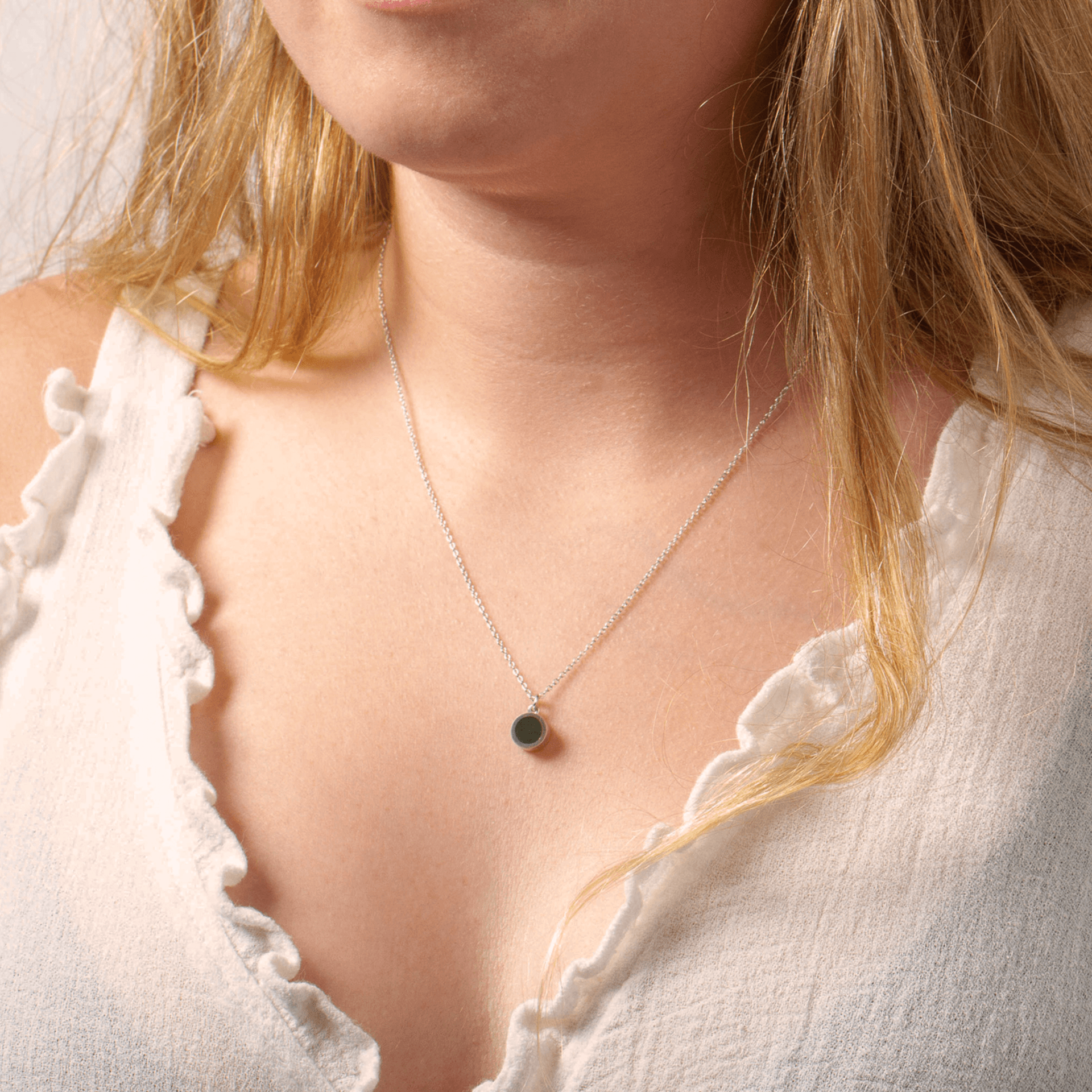 Tiny hot sale disc necklace